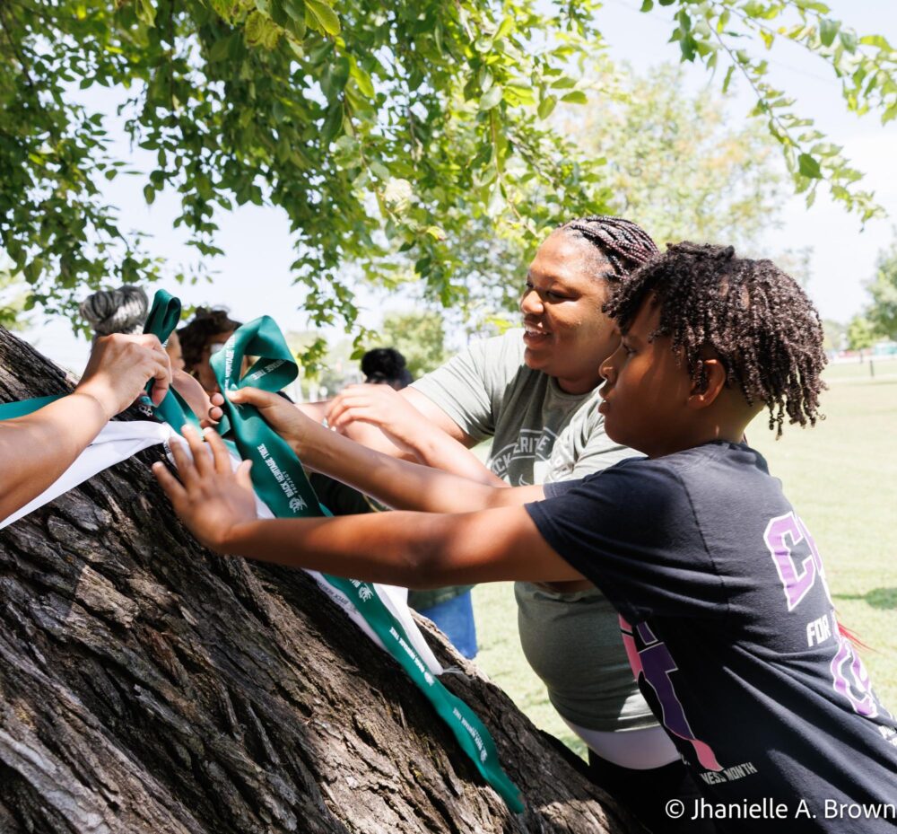 Greenwood Legacy Tree with Alicia and ribbon